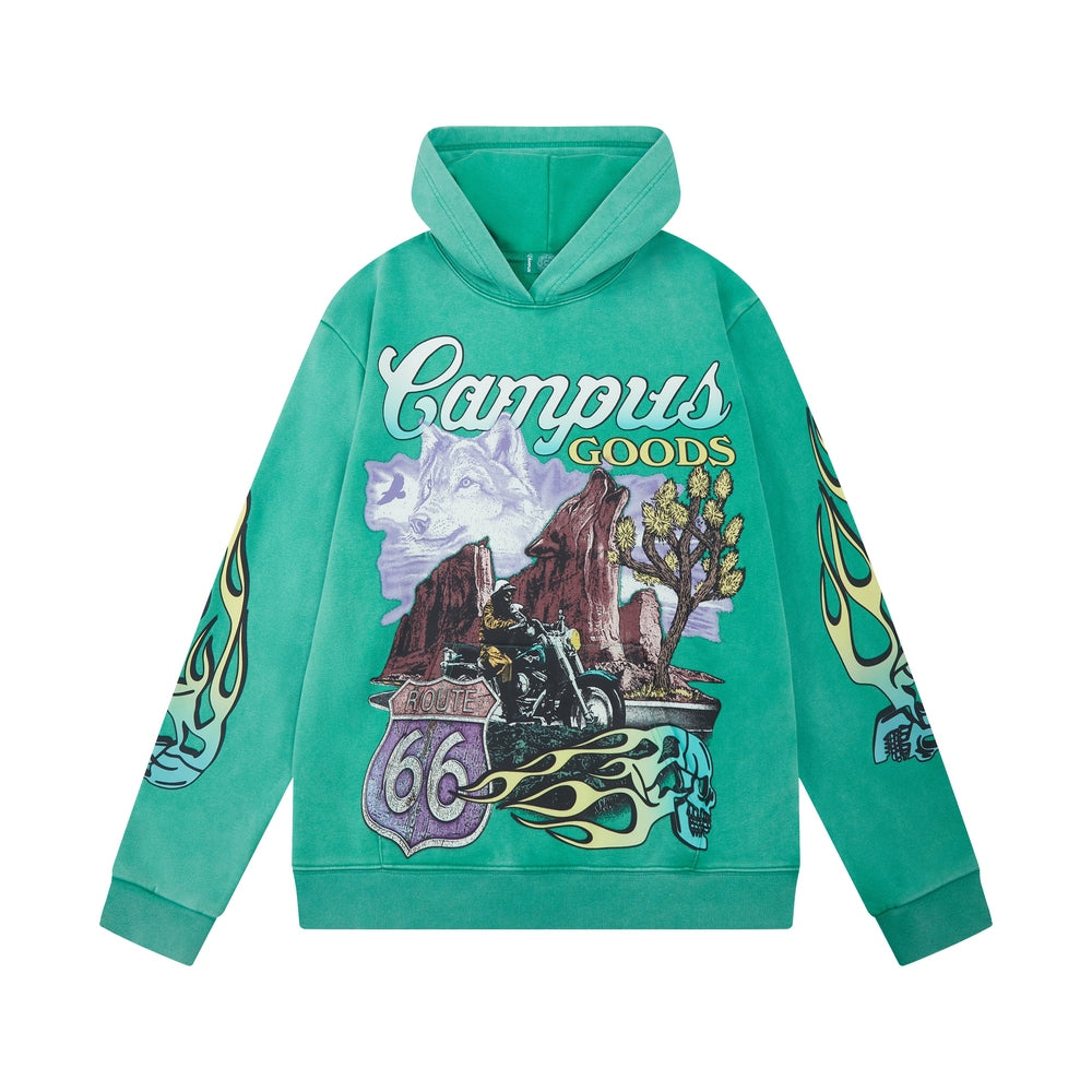 Road Trip Hoodie Sun Fade Wash (Green)